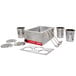A silver stainless steel Avantco countertop food warmer with three silver containers and black ladles.