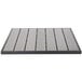 A white rectangular table top with a gray and black striped synthetic teak design.