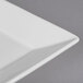 A close-up of a Homer Laughlin Ameriwhite square plate with a small edge.