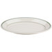 Homer Laughlin by Steelite International HL1581 Green Band Rolled Edge 15 5/8" x 11 1/4" Ivory (American White) Oval China Platter - 12/Case Main Thumbnail 3
