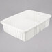 A white plastic Metro tote box with a square bottom and a white lid.