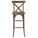 A Flash Furniture wooden barstool with a dark wood cross back and cushion.