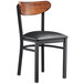 Lancaster Table & Seating Boomerang Black Chair with Black Vinyl Seat and Antique Walnut Back Main Thumbnail 3