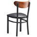Lancaster Table & Seating Boomerang Black Chair with Black Vinyl Seat and Antique Walnut Back Main Thumbnail 4