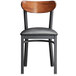 Lancaster Table & Seating Boomerang Black Chair with Black Vinyl Seat and Antique Walnut Back Main Thumbnail 5