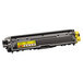 A yellow Brother TN225Y printer toner cartridge with black and white labeling.