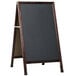 Aarco MA-1B 42" x 24" Cherry A-Frame Sign Board with Black Write On Chalk Board Main Thumbnail 3