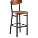 Lancaster Table & Seating Boomerang Bar Height Black Chair with Antique Walnut Seat and Back Main Thumbnail 3