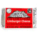 A red rectangular package of Country Castle Limburger Cheese by Chalet Cheese Co-op on a white background.
