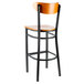 Lancaster Table & Seating Boomerang Bar Height Black Chair with Cherry Seat and Back Main Thumbnail 4