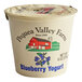 A white Pequea Valley Farm blueberry yogurt container.