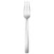 A silver Oneida Libra stainless steel dinner fork with a white handle.