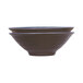 A brown melamine bowl with a dark brown and light brown rim.