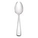 A Oneida Perimeter stainless steel demitasse spoon with a silver handle on a white background.
