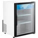 A white Avantco countertop display refrigerator with a glass door.