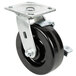 A 6" metal and black swivel plate caster for Vulcan double deck convection ovens.