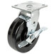 A black and silver metal swivel plate caster for Vulcan double deck convection ovens.
