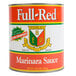 A can of Stanislaus Full-Red Marinara Sauce with a label.