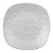 A white Elite Global Solutions square melamine plate with speckled texture.