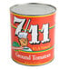A Stanislaus #10 can of ground tomatoes with a label.