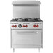 A Vulcan stainless steel commercial gas range with 6 burners and an oven.