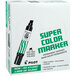 A white box of Pilot Jumbo Black Permanent Markers with green and black markers inside.