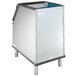 A large rectangular stainless steel Manitowoc ice storage bin with a blue top.