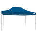 A blue Caravan Canopy tent set up over a white background.