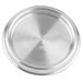 A stainless steel Vollrath Intrigue pot lid with a loop handle.
