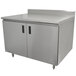 Advance Tabco HK-SS-304M 30" x 48" 14 Gauge Enclosed Base Stainless Steel Work Table with Fixed Midshelf and 5" Backsplash Main Thumbnail 1