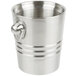A silver metal Vollrath double wall wine bucket with ring handle.