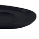 A close up of a black GET Let's Party palette plate with a round edge and a small oval cut out.