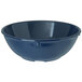 A blue speckled Carlisle Dallas Ware nappie bowl with a white rim.