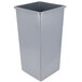 A grey square Continental Swingline trash can with a lid.