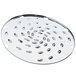 A stainless steel Globe shredder plate with holes in it.