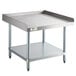 A Regency stainless steel equipment stand with a galvanized undershelf.