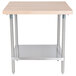 Advance Tabco H2S-363 Wood Top Work Table with Stainless Steel Base and Undershelf - 36" x 36" Main Thumbnail 1