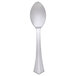 A WNA Comet heavy weight stainless steel look plastic spoon on a white background.