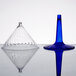 A Fineline Flairware plastic martini glass with a cobalt blue base.