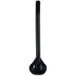 A black plastic Carlisle ladle with a long handle.
