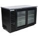 A Beverage-Air black counter height back bar refrigerator with sliding glass doors.