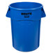 A blue Rubbermaid Brute® 44 gallon plastic trash can.