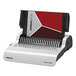 A Fellowes Pulsar E electric comb binding system with a white and red cover.