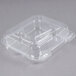 Durable Packaging PXT-833 Duralock 8" x 8" x 3" Three Compartment Clear Hinged Lid Plastic Container - 250/Case Main Thumbnail 2