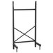 A black metal frame for a Metro SmartLever shelving unit with two x legs.