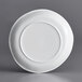An American Metalcraft Crave white melamine bread and butter plate with a small rim on a white surface with a logo.