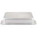 An Acopa heavy weight silver rectangular water pan on a white background.