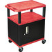 Luxor WT2642RC2E-B Red Tuffy Two Shelf Adjustable Height A/V Cart with Locking Cabinet - 18" x 24" Main Thumbnail 2