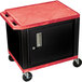 Luxor WT2642RC2E-B Red Tuffy Two Shelf Adjustable Height A/V Cart with Locking Cabinet - 18" x 24" Main Thumbnail 3