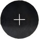 A black circle with three white crosses.